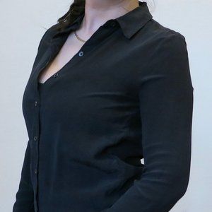 🌼 Black crepe de chine silk blouse shirt